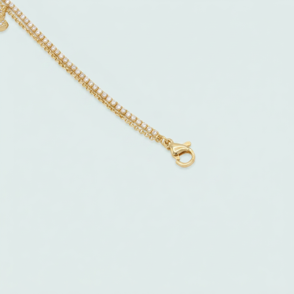 Pulsera de Goldfilled Doble con Flor de Zirconias mod. 1220