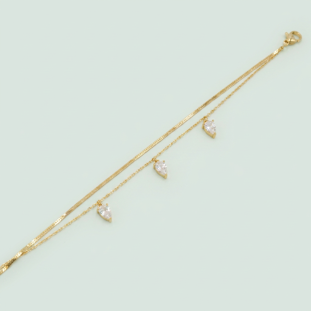 Pulsera de Goldfilled Doble con Zirconias Ovales mod. 1219