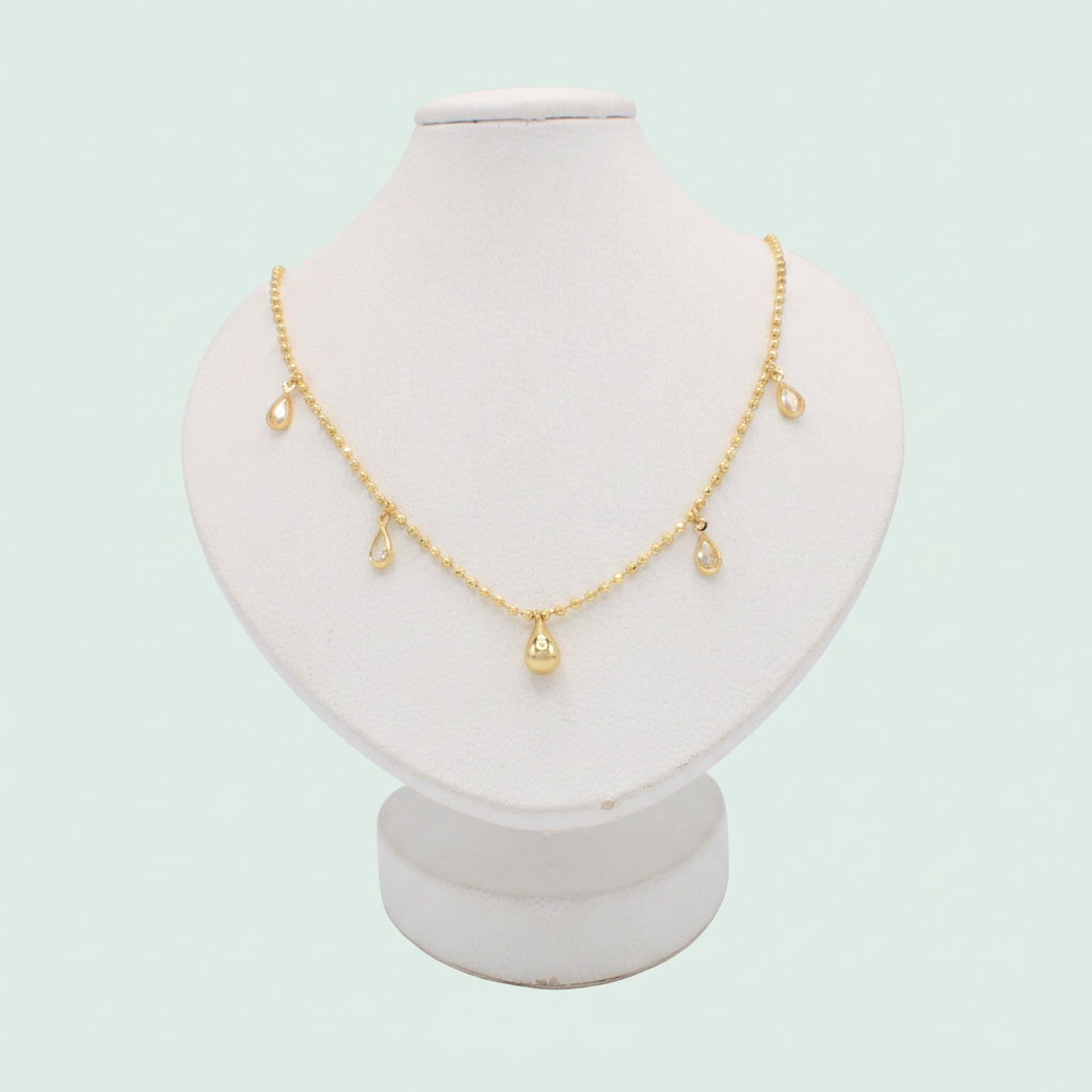 Choker de Goldfilleld con Diseño de Gota y Gotitas de Zircornia  mod.1348