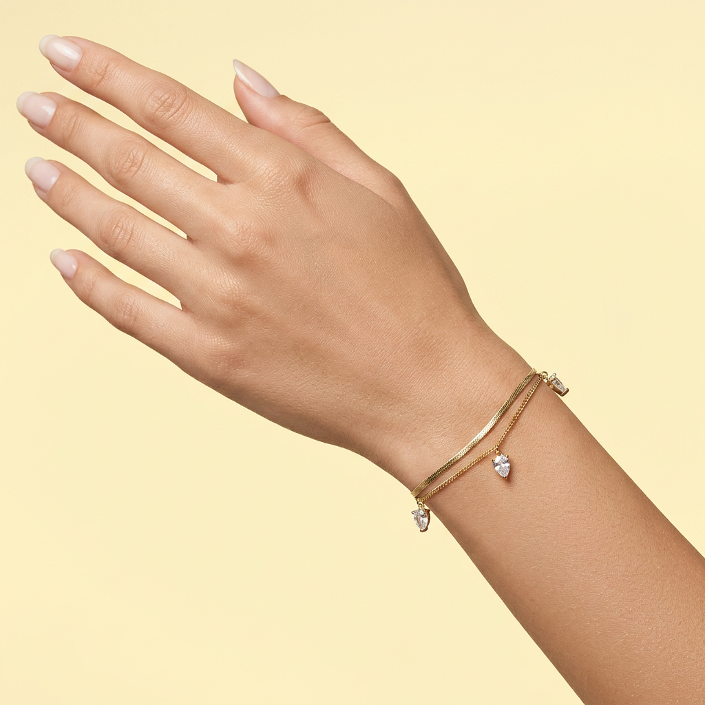 Pulsera de Goldfilled Doble con Zirconias Ovales mod. 1219