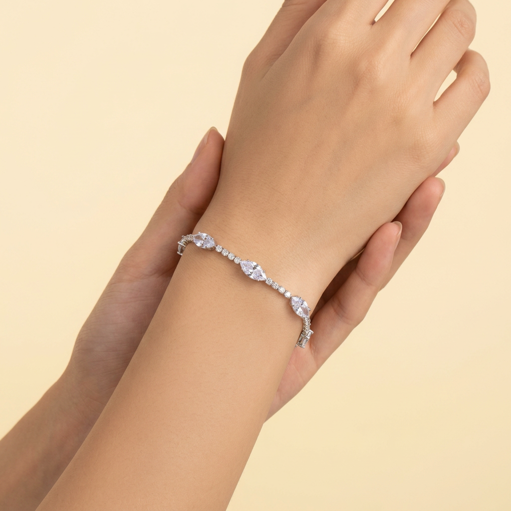 Pulsera de Goldfilled Blanco con Zirconias Ovales mod. 1217