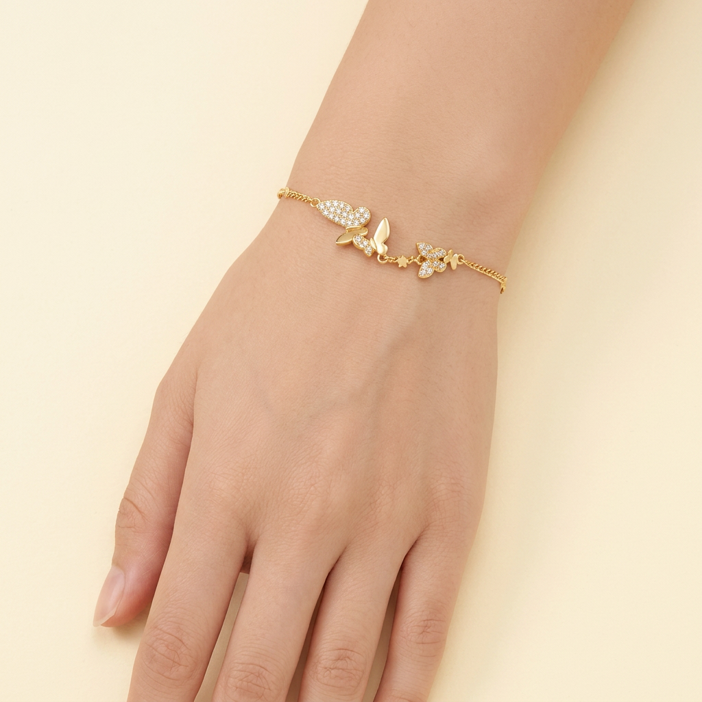 Pulsera de Goldfilled Mariposas de Zircornia mod. 1221