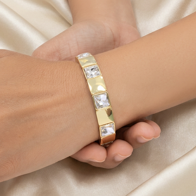 Aro de Goldfilled Cuadrados Elegantes con Zirconia mod. 4036
