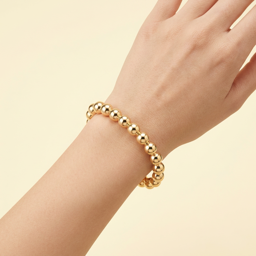 Pulsera Rígida de Oro Laminado de Bolas mod. 1290