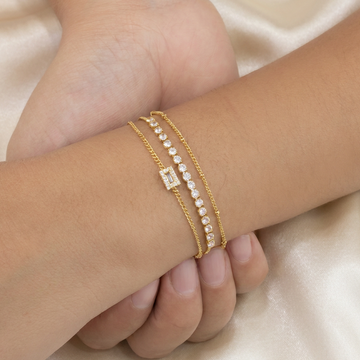 Pulsera de Goldfilled Zirconia Rectangular Brillante mod. 1146