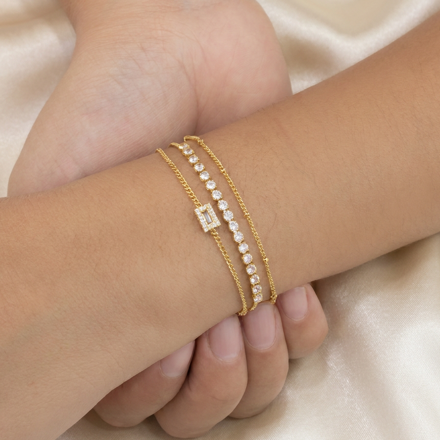 Pulsera de Goldfilled Zirconia Rectangular Brillante mod. 1146
