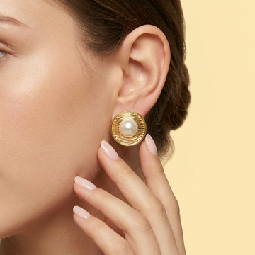 Arete de Goldfilled Texturizado con Perla mod. 3110