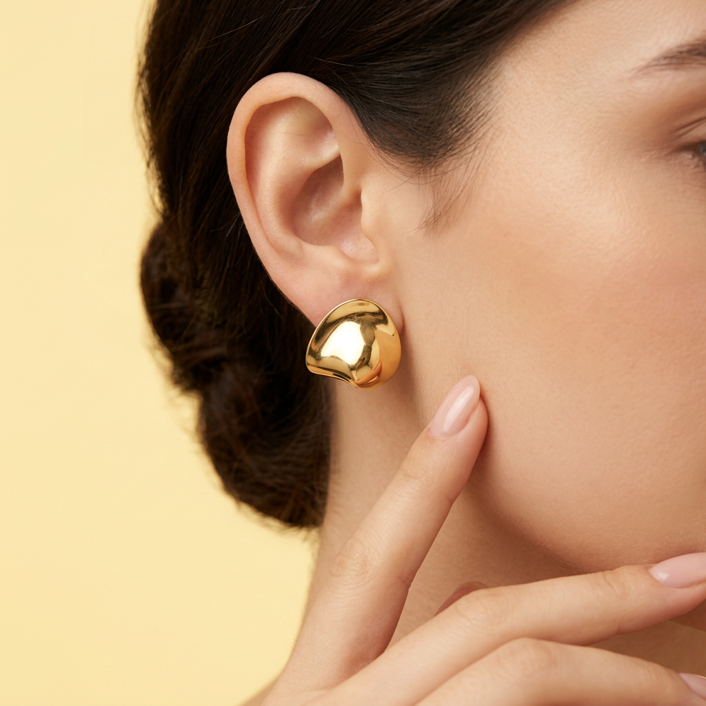 Arete de Goldfilled con Diseño de Petalo mod. 1403