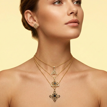 Set Especial de Joyería de Goldfilled Diseño con Dijes de Nudo de Bruja mod. 1107