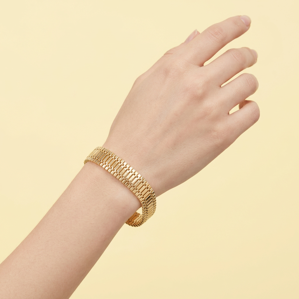 Pulsera Oro Laminado Panza de Vibora Especial Tejido Ancho mod. 1419