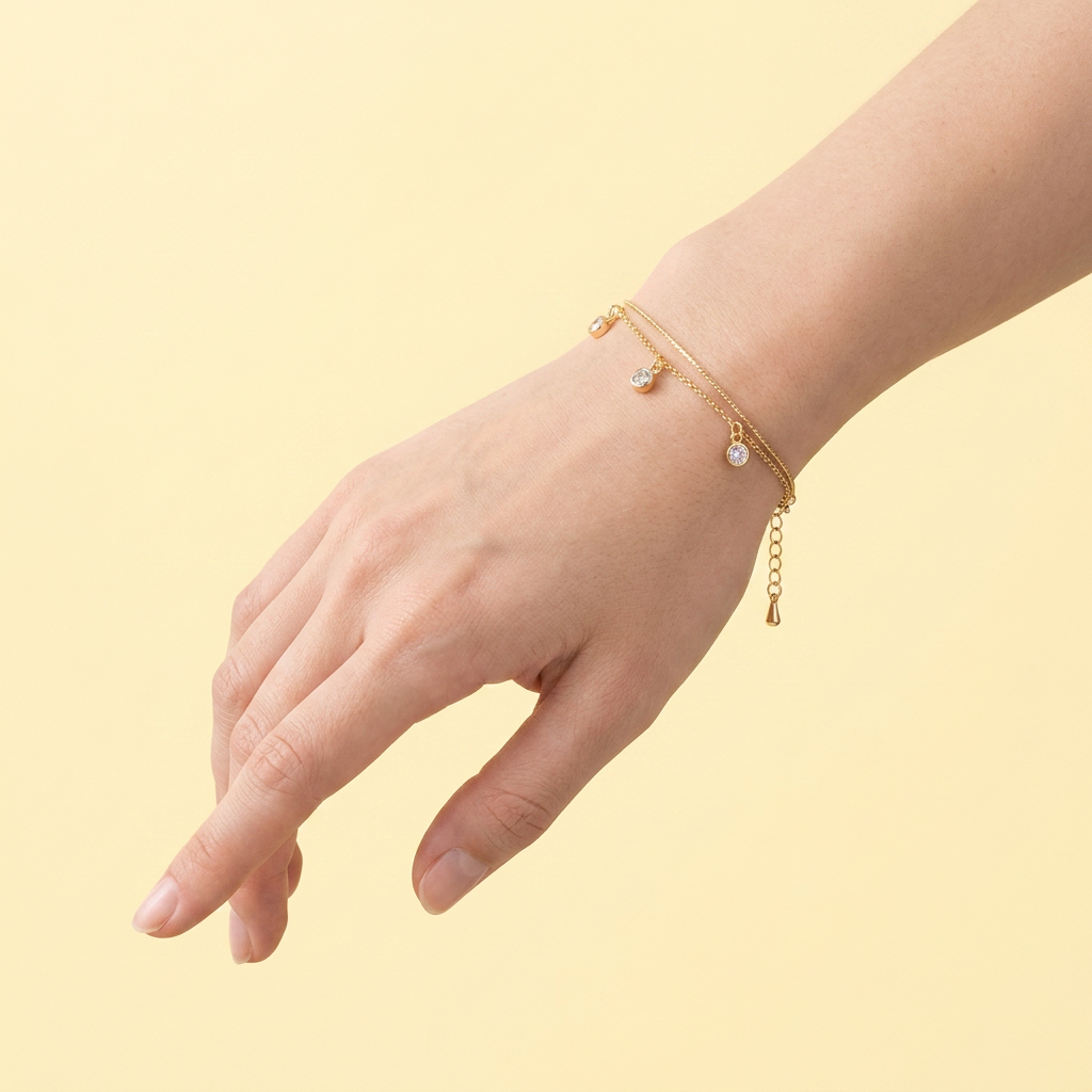 Pulsera de Goldfilled con Zirconia Colgantes mod. 1245