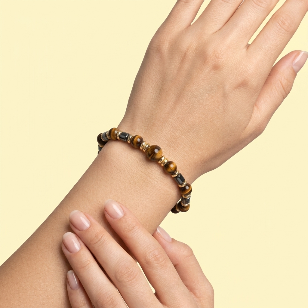 Pulsera de  Oro Laminado con Diseño Ojo de Tigre mod. 1399