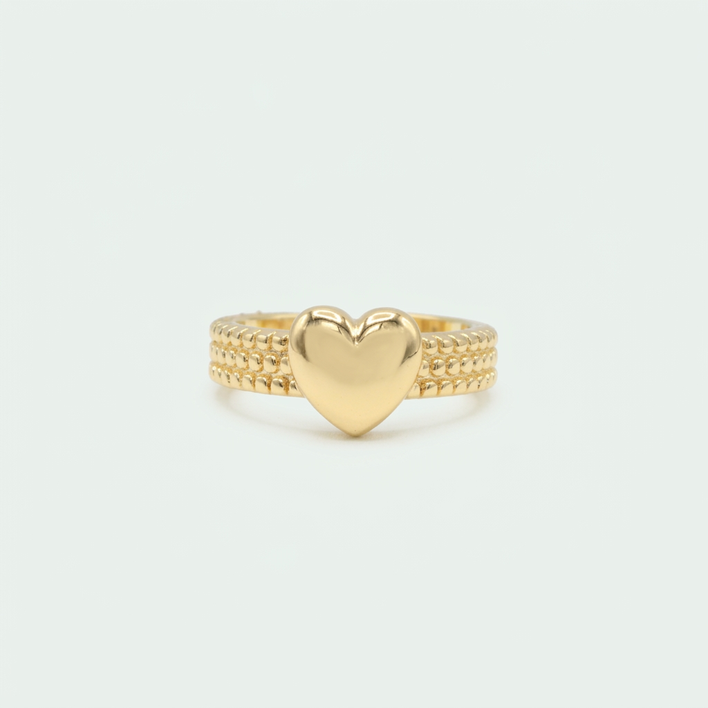 Anillo de Goldfilled Con Diseño de Corazón y Tejido de Canasta mod. 1308