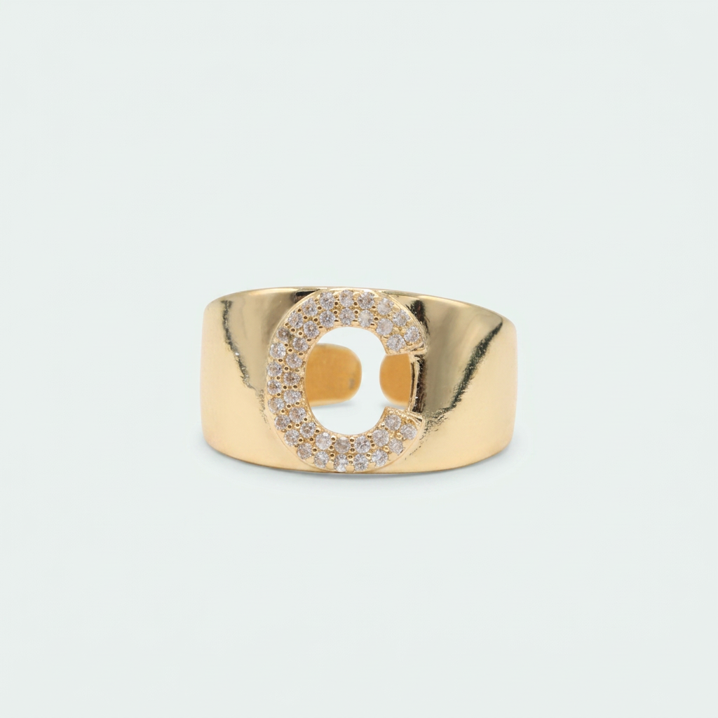 Anillo de Goldfilled con Diseño de Letra C con Zirconia mod. 1312