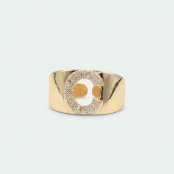 Anillo de Goldfilled con Diseño de Letra C con Zirconia mod. 1312