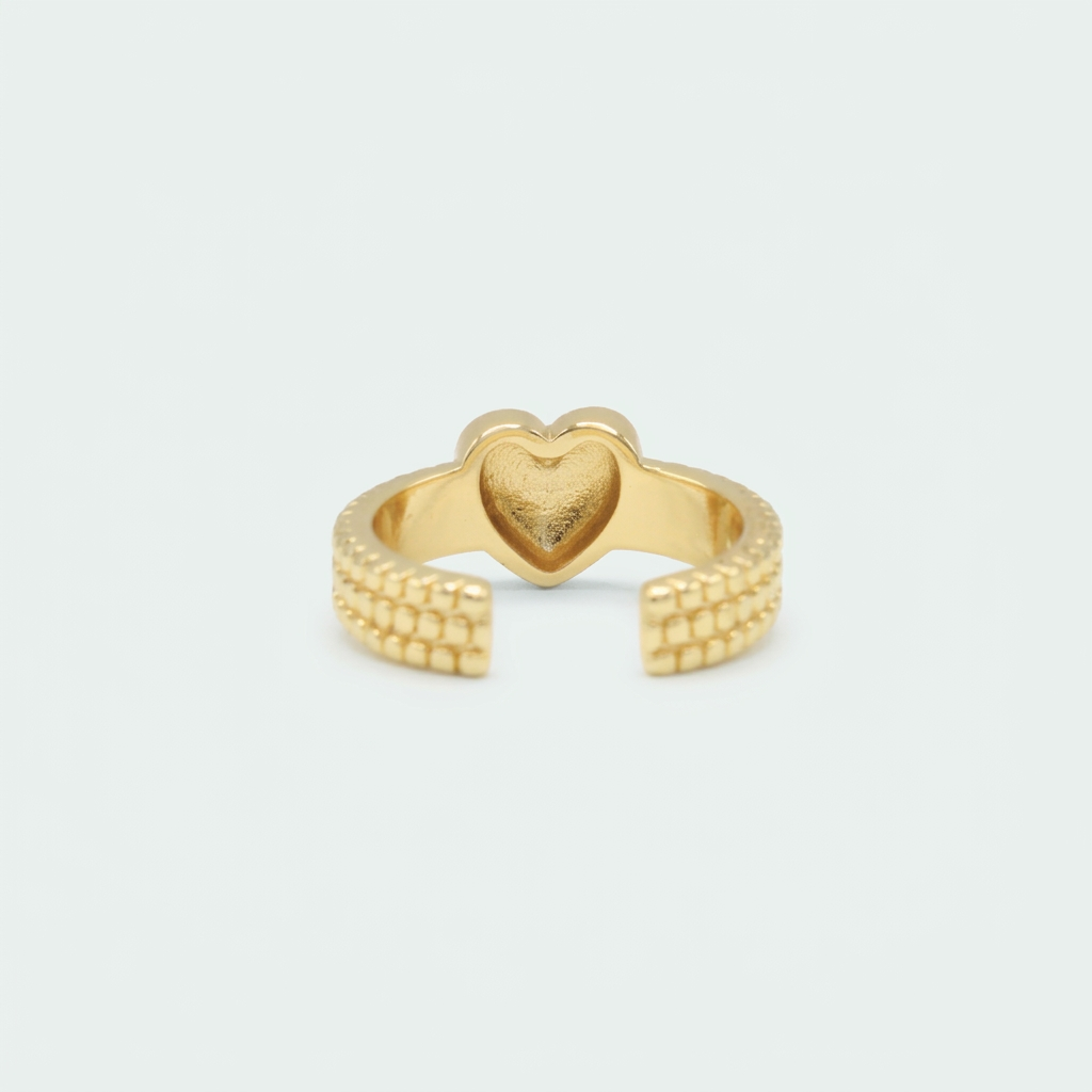 Anillo de Goldfilled Con Diseño de Corazón y Tejido de Canasta mod. 1308