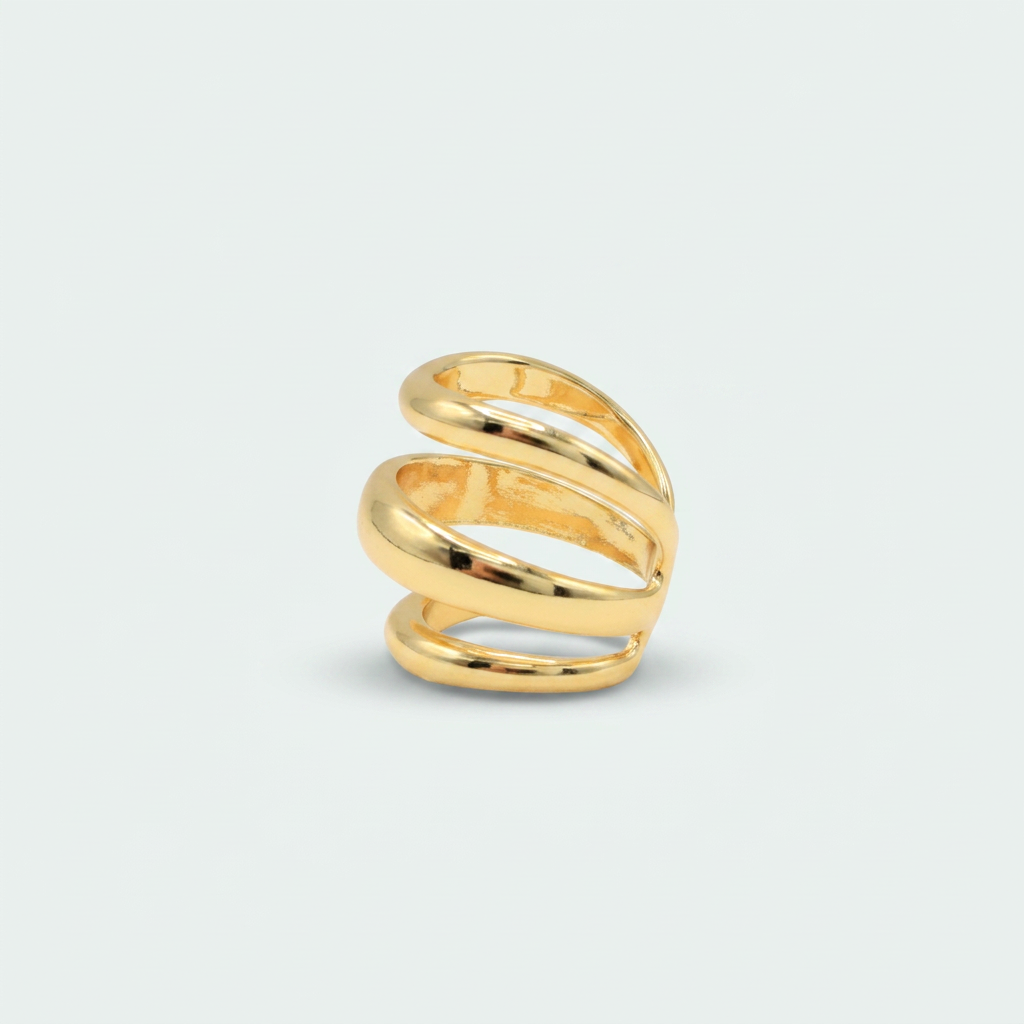 Anillo de Goldfilled con Diseño Triple Raya Moderno y Grande mod. 1315