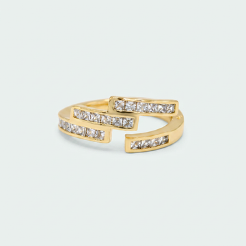 Anillo de Goldfilled con Diseño de Abierto Geometrico con Zirconia   mod. 1414