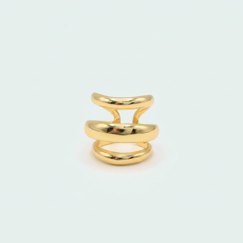 Anillo de Goldfilled con Diseño Triple Raya Moderno y Grande mod. 1315