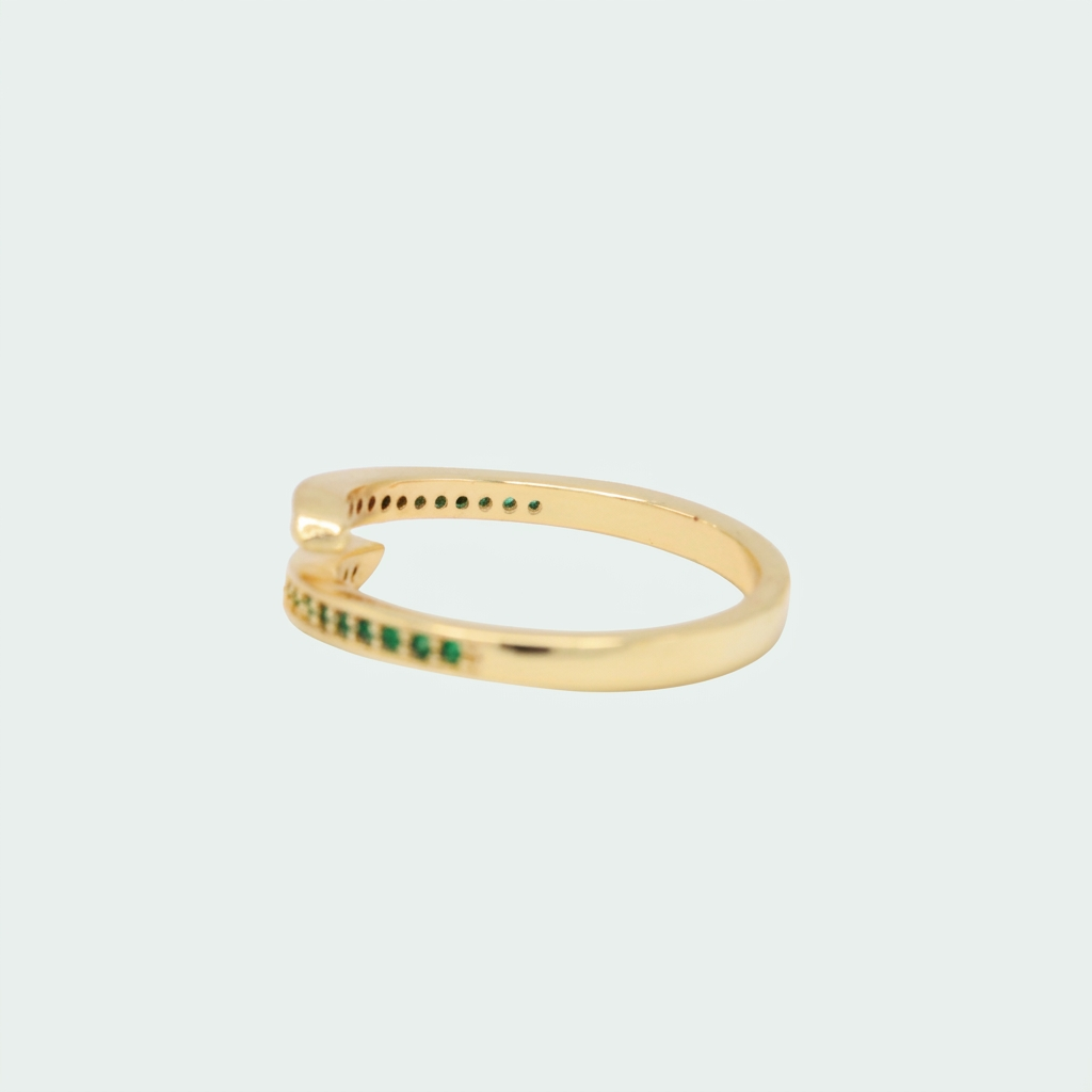 Anillo de Goldfilled con Diseño de Abierto Evolvente con Zirconia Verde mod. 1408