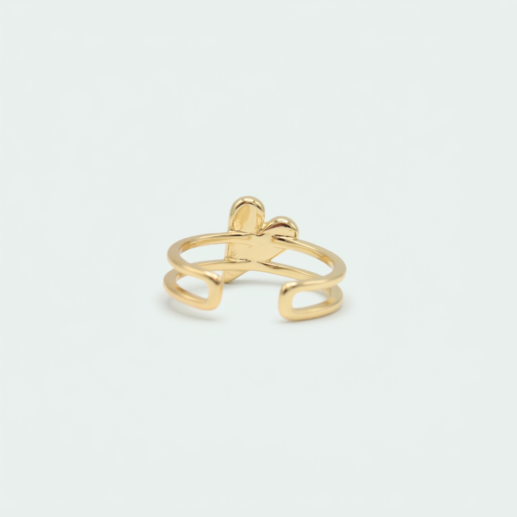 Anillo de Goldfilled con Diseño Doble Linea y Corazón mod. 1307