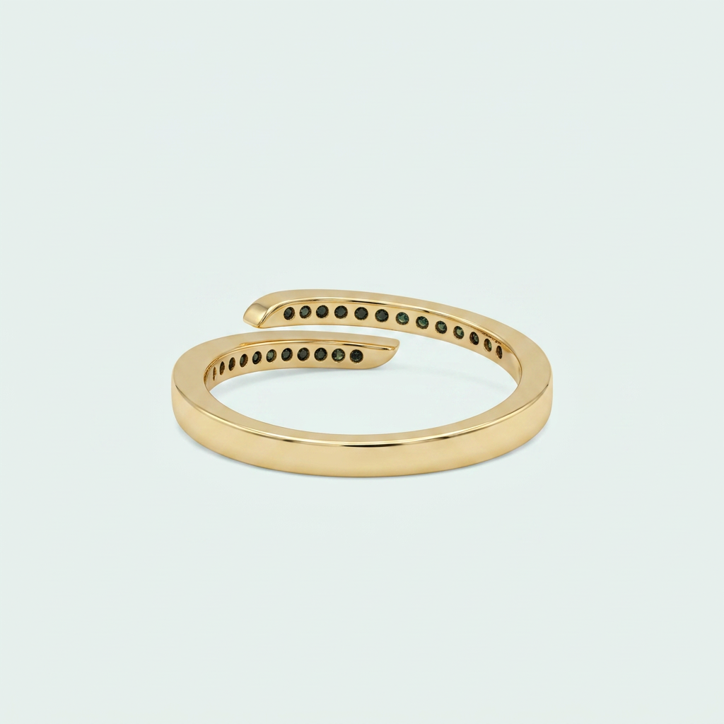 Anillo de Goldfilled con Diseño de Abierto Evolvente con Zirconia Verde mod. 1408