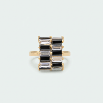 anillo de Goldfilleld con diseño de Cuadrado con Zirconia Blanca y Negra 1374