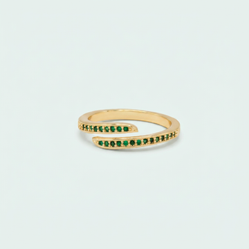 Anillo de Goldfilled con Diseño de Abierto Evolvente con Zirconia Verde mod. 1408