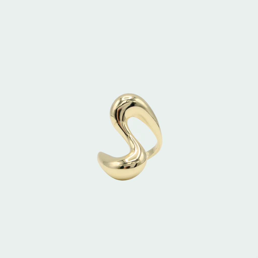 Anillo de Oro Laminado con Diseño de S Liso y Grande mod. 1311