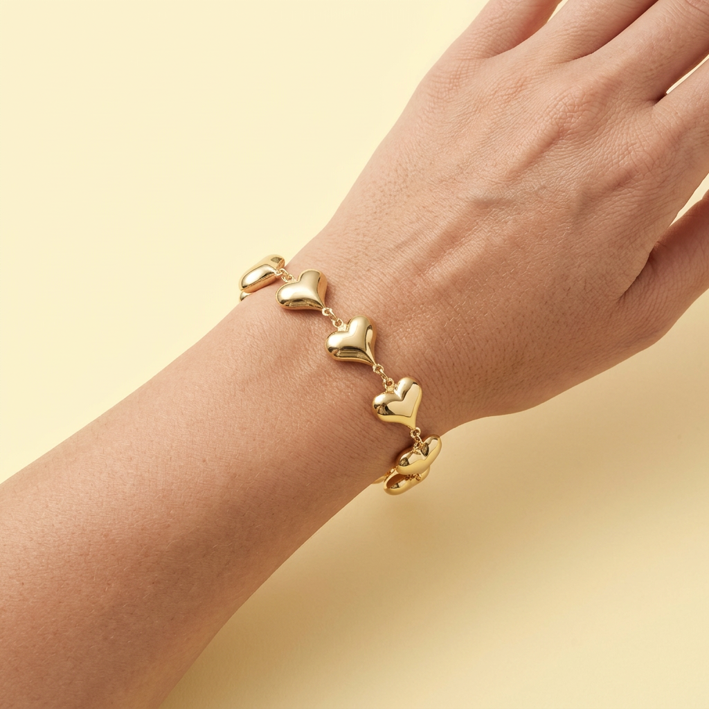 Pulsera de Goldfilled con Diseño de Corazones mod. 1268