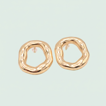 Arete de Oro laminado Ovalado con Diseño de Onda Mediano mod. 1460