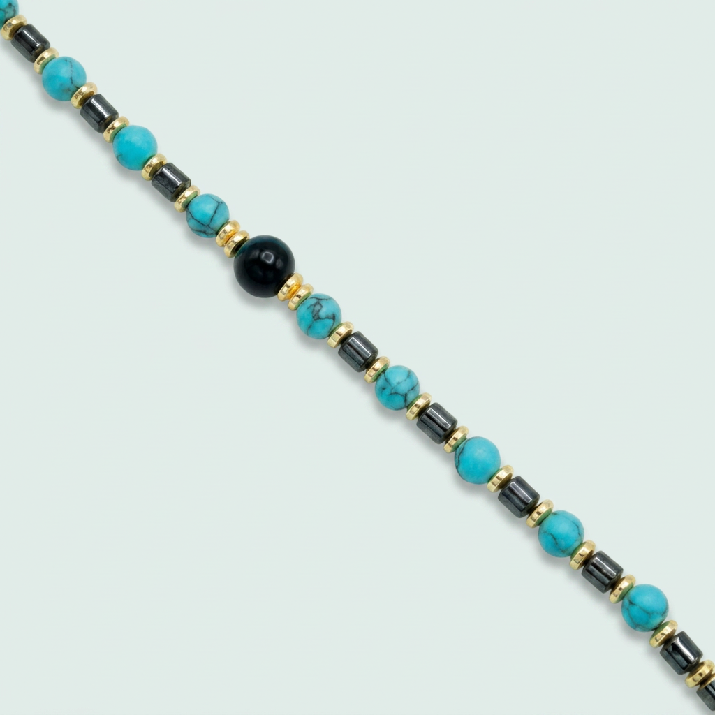 Pulsera de  Oro Laminado Diseño Punto y Coma Color Celeste mod. 1398