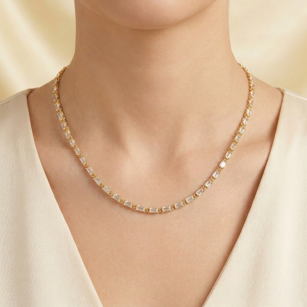 Gargantilla de Goldfilled Clásica de Zirconias mod. 1130