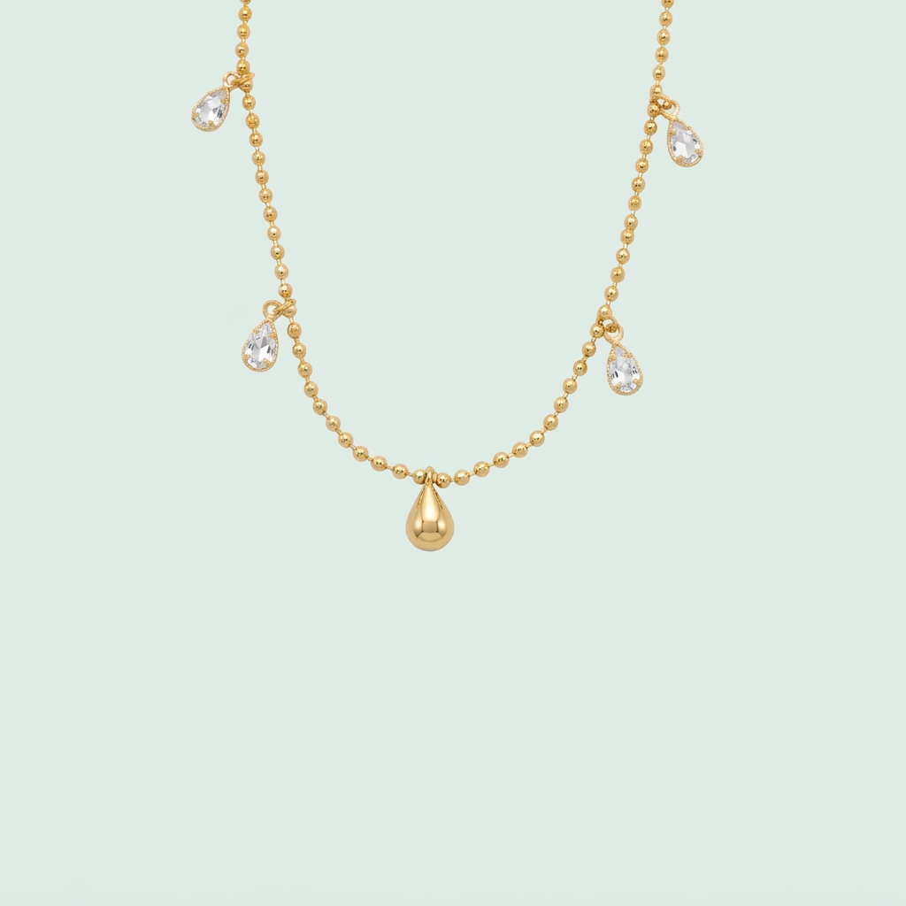 Choker de Goldfilleld con Diseño de Gota y Gotitas de Zircornia  mod.1348