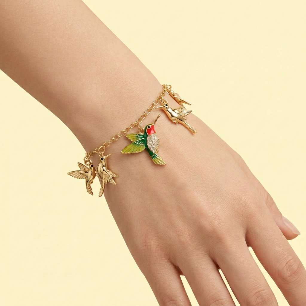 Pulsera de Goldfilled con Colgantes de Colibrí mod. 1098