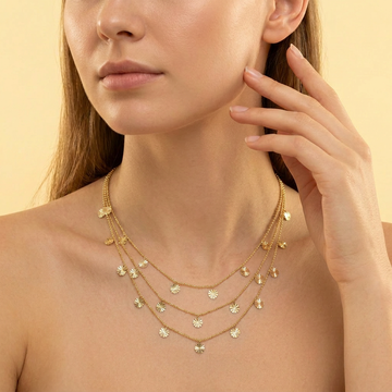 Gargantilla de Joyería de Goldfilled con Diseño de Bolas y Soles Colgantes mod. 1111