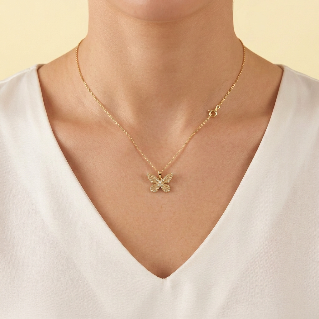 Dije de Goldfilled de Mariposa Elegante con Zirconia mod. 1324