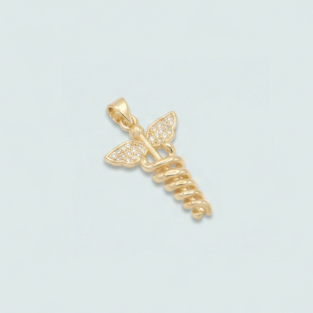 Dije de Goldfilled con Diseño de Medicina con Espiral y Zirconia Chico mod. 1272