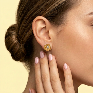 Arete de Goldfilled con Diseño de Rosa con Zirconia mod.1228