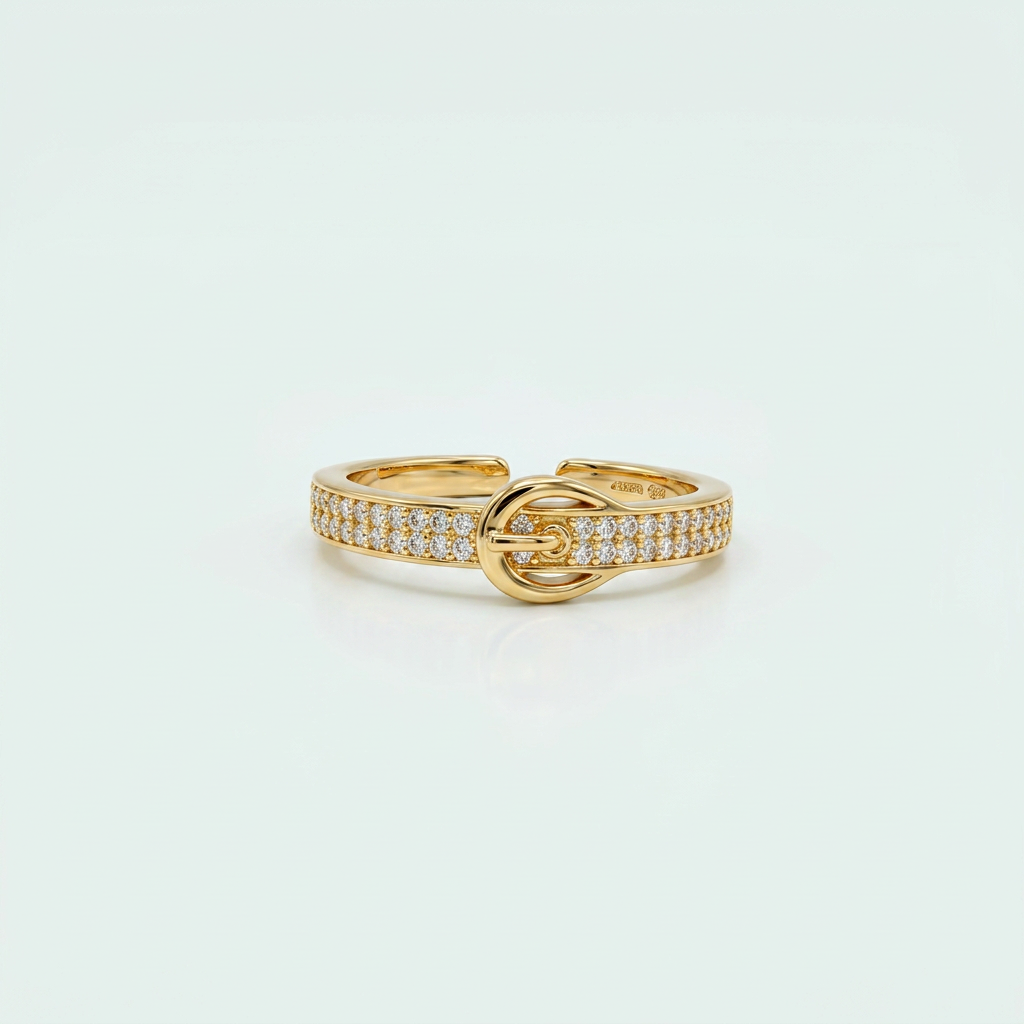 Anillo de Goldfilled con Diseño de Cinturón y Zirconia mod. 1313