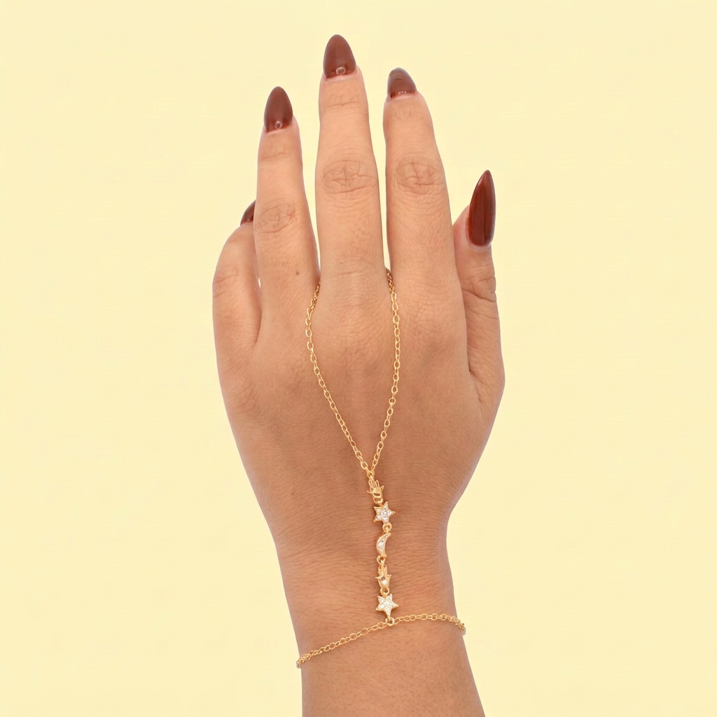 Pulsera Manopla de Oro Laminado con Mano de Fátima Incrustada de Zirconias mod. 1535