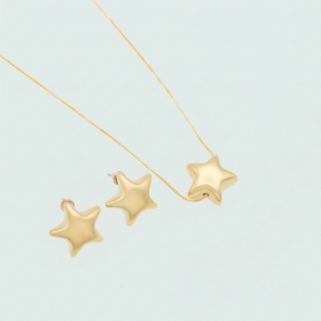 Set de Goldfilled Gargantilla y Aretes con Diseño de Estrellas mod. 1363
