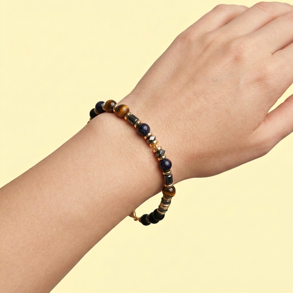 Pulsera de Oro Laminado Color Ambar y Morado mod. 1396