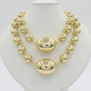 Paquete 2pz Collar de Goldfiled Esferas y Óvalo mod. 16003