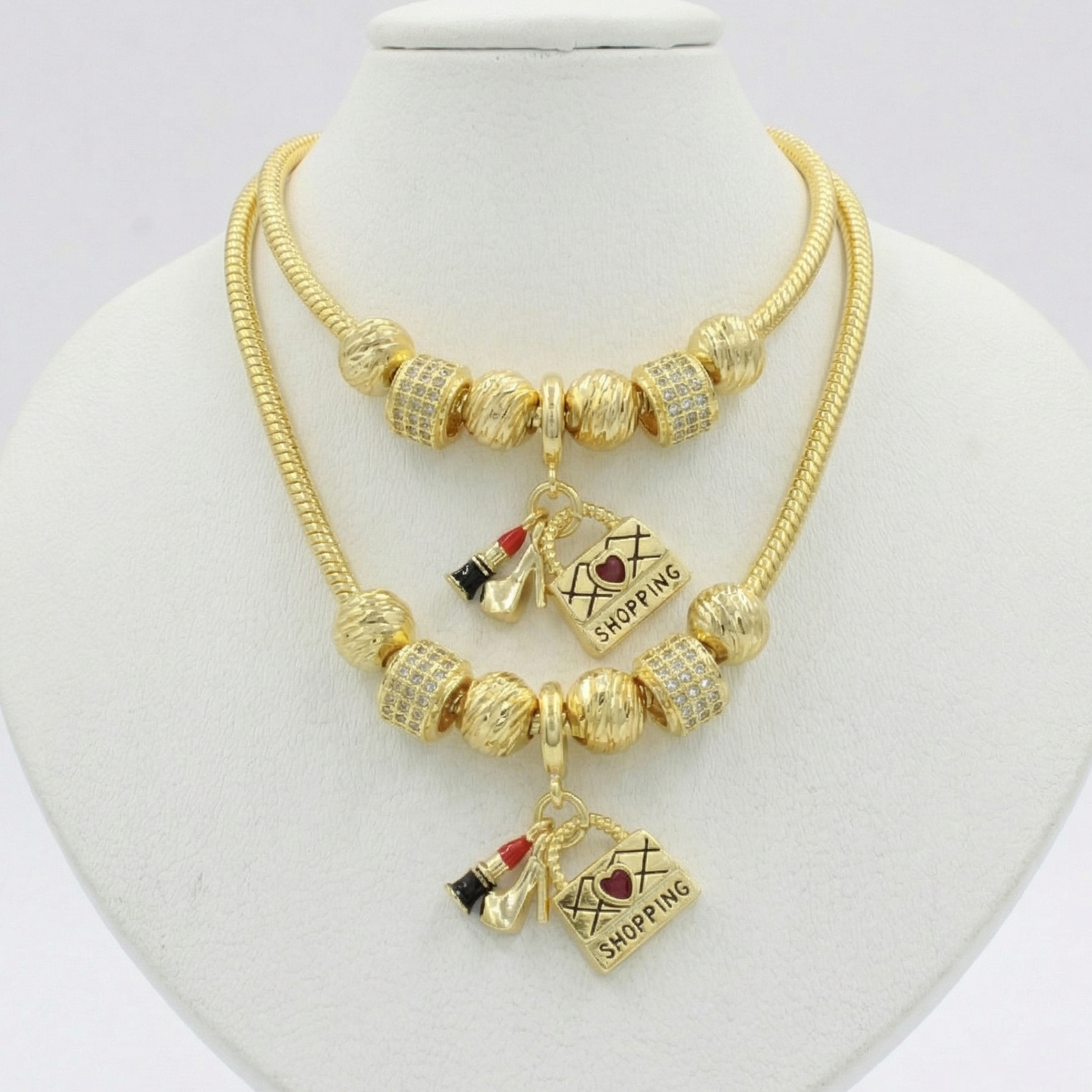 Paquete 2pz Collar de Goldfiled Colgantes Fancy mod. 16002