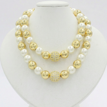 Paquete 2pz Collar de Goldfiled Esferas con Dije de Esfera Brillante mod. 16012