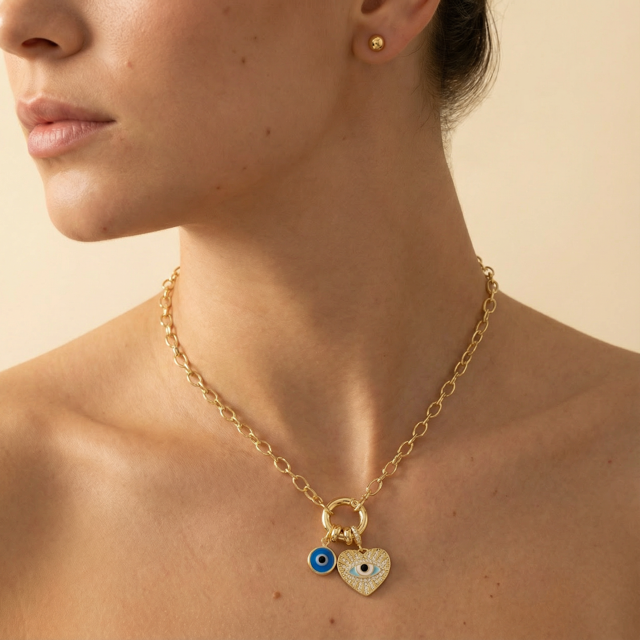 Set de Joyería de Goldfilled Corazón y Ojo Turco mod. 7063