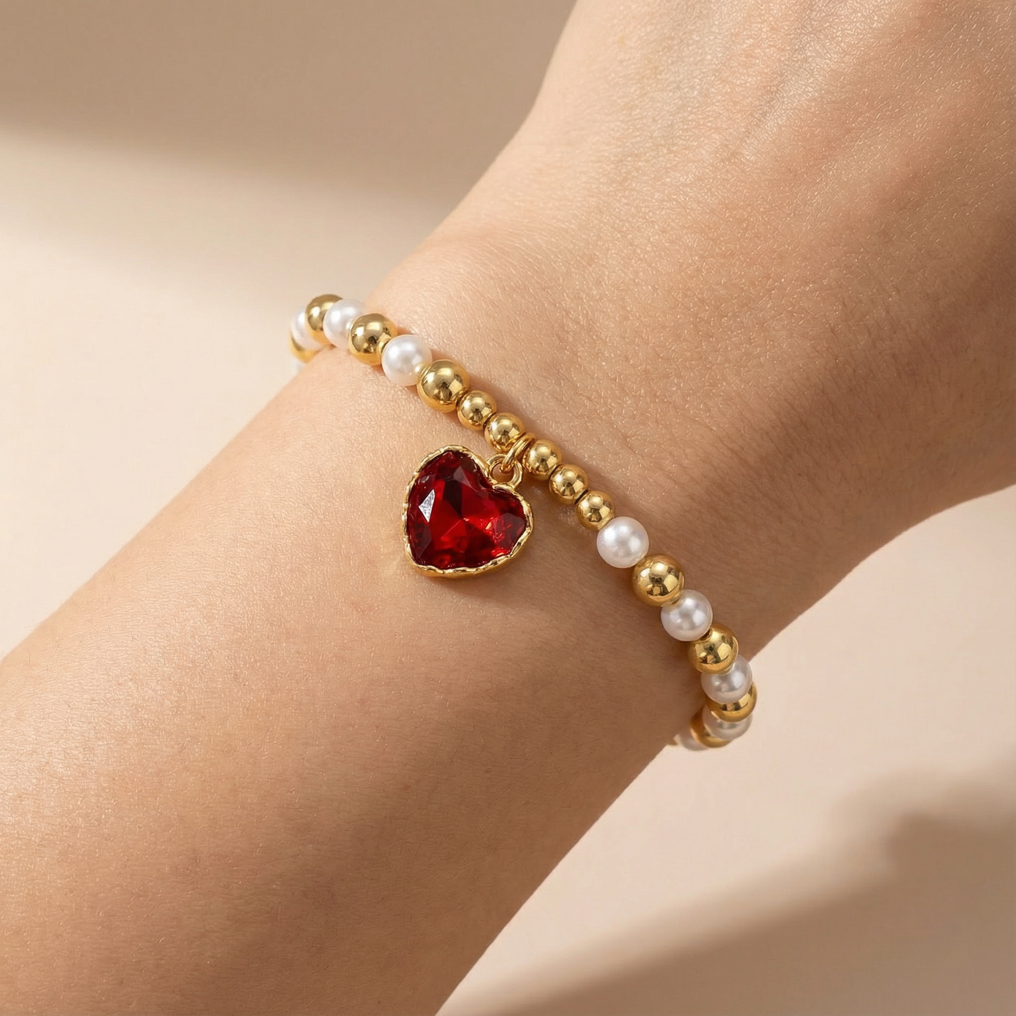 Paquete Pulsera Goldfilled 3pz con Corazón Colgante mod. 13033