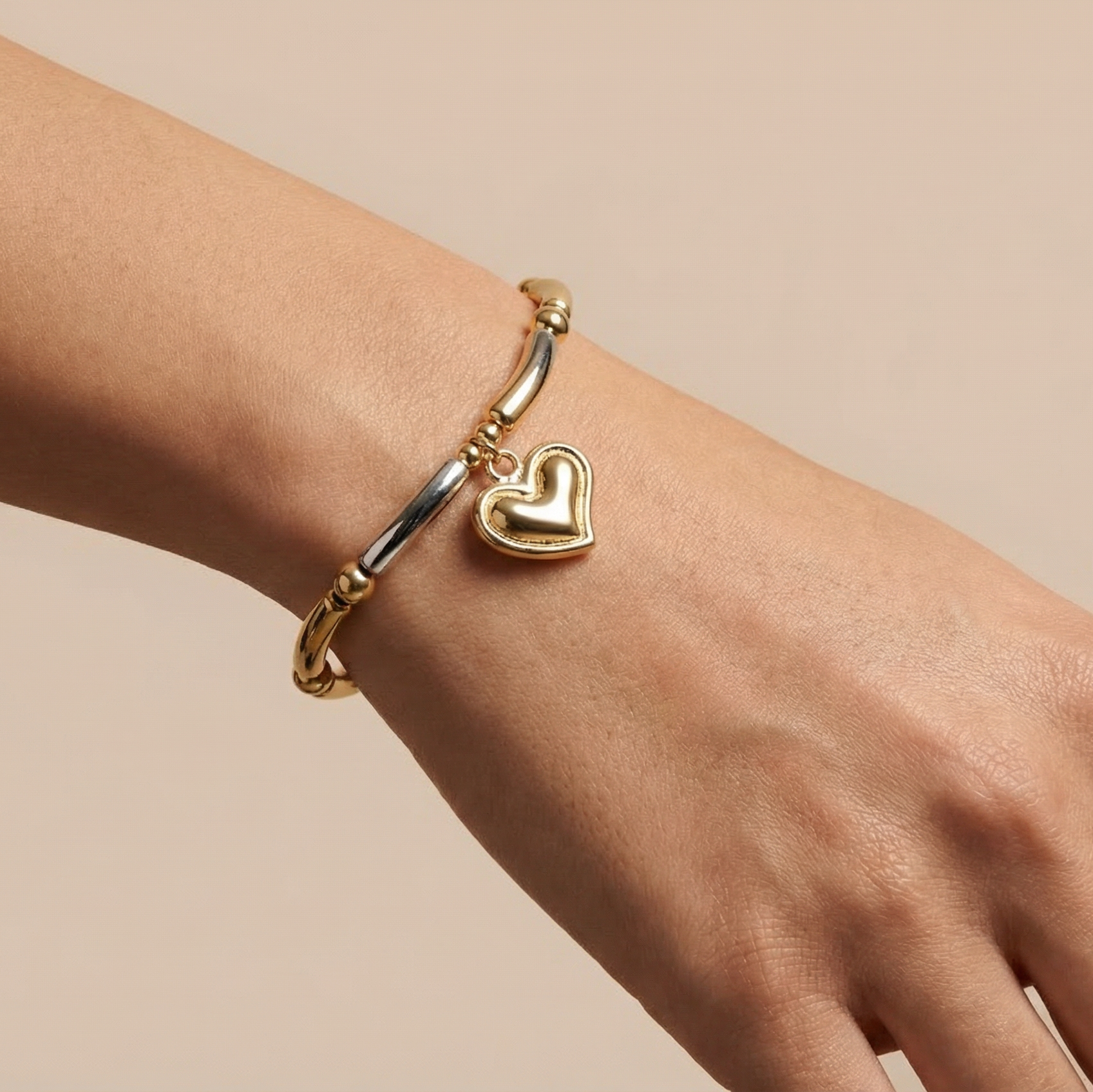 Paquete Pulsera Goldfilled 3pz Colgante de Corazón mod. 13040