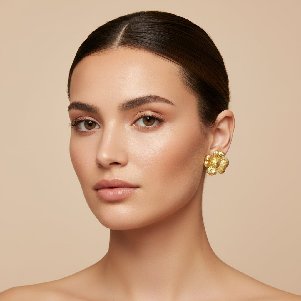 Paquete  Arete de Goldfiled 2pz Flor mod. 15007